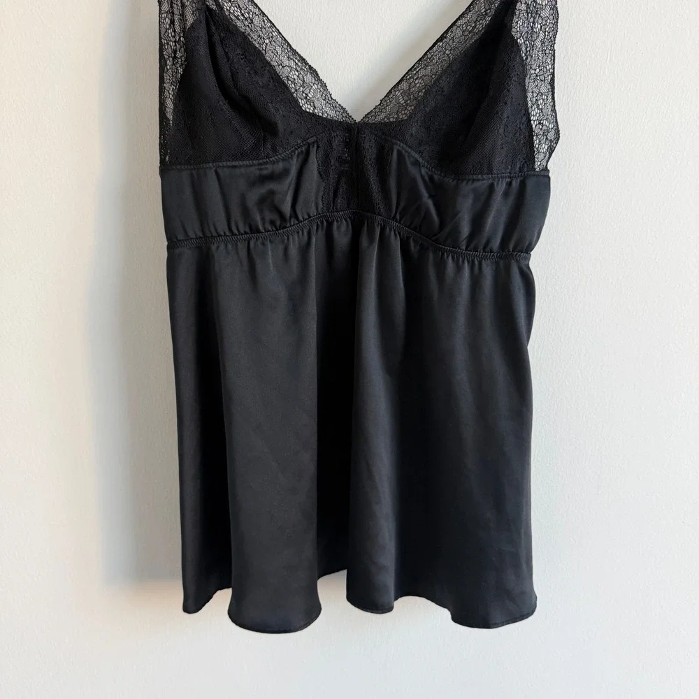 Victoria's Secret Black Lace and Satin Cami Size Large‎ - Picture 4 of 8
